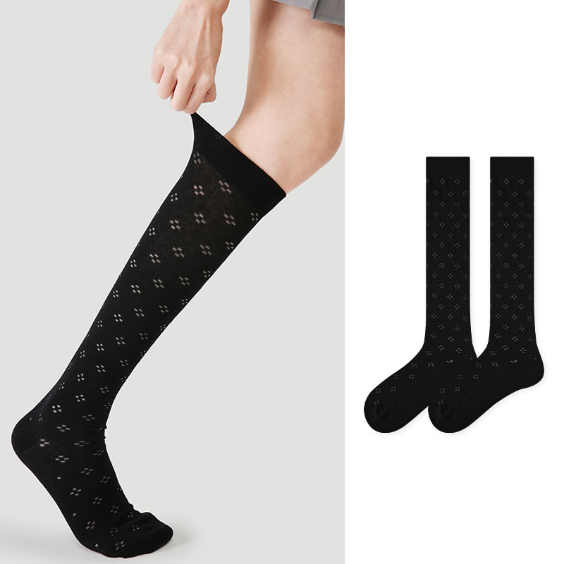 Renaissance original Creative women's socks spring and summer plum blossom mesh calf socks black ins breathable mosquito-proof mid-tube socks trend