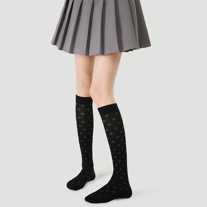 Renaissance original Creative women's socks spring and summer plum blossom mesh calf socks black ins breathable mosquito-proof mid-tube socks trend - Image 5