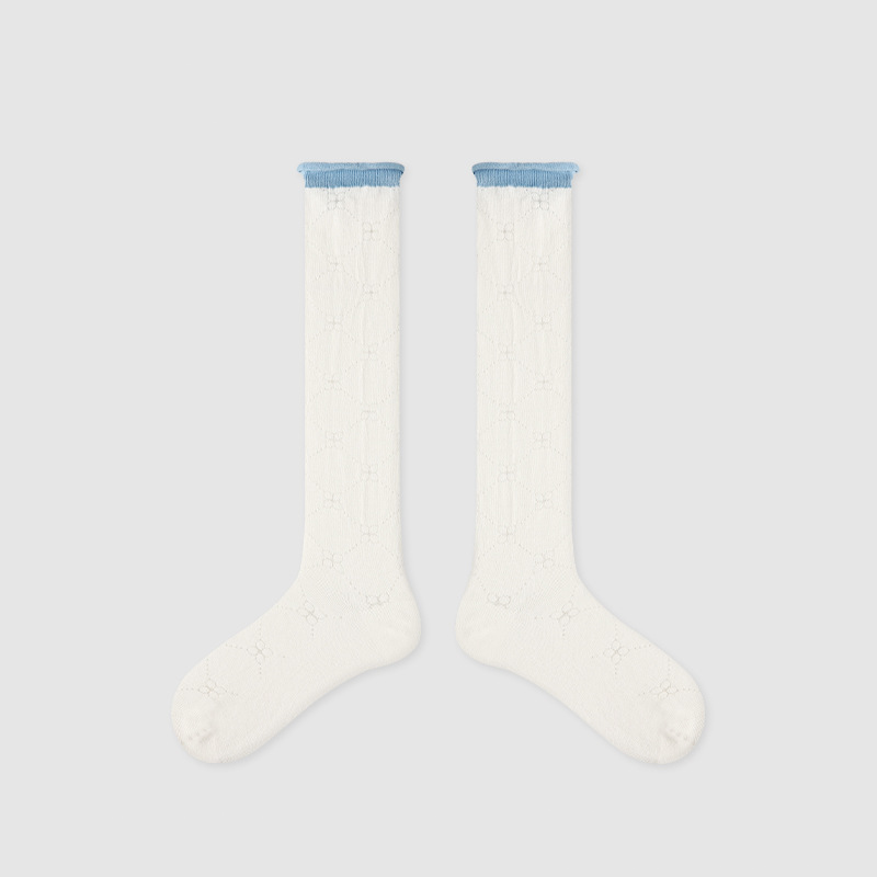 Renaissance original women's socks spring and summer cuffs color matching mid-tube socks diamond mesh breathable solid color calf socks women - Image 5