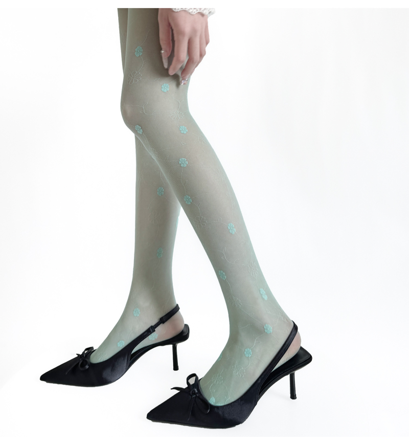 Spring and summer ultra-thin transparent mint green sweet jacquard stockings slim and versatile Japanese JK milky white bottoming socks for women - Image 4