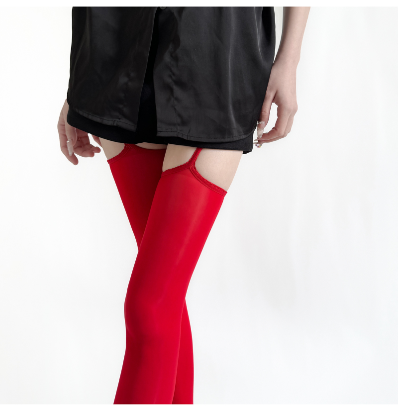 Spring and summer sexy aurora lace one-piece suspenders oily over-the-knee socks pure desire thin horse oil high socks black over-the-knee - Image 20