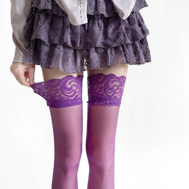 Long stockings sexy lace lace silicone non-slip beautiful leg socks for women spring and summer ultra-thin over-the-knee high socks pure desire socks - Image 4
