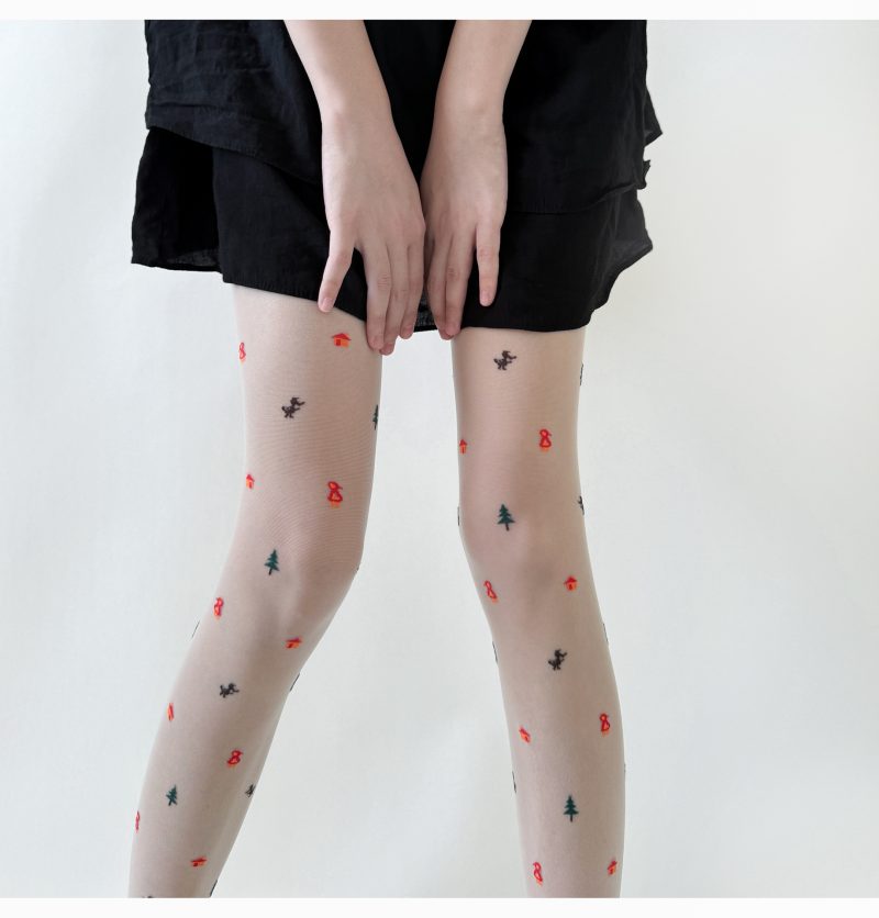 Niche cute Christmas element ultra-thin pantyhose for women milky white sweet thin transparent black sexy stockings for women - Image 5