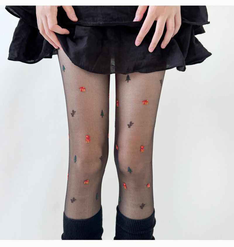 Niche cute Christmas element ultra-thin pantyhose for women milky white sweet thin transparent black sexy stockings for women - Image 12