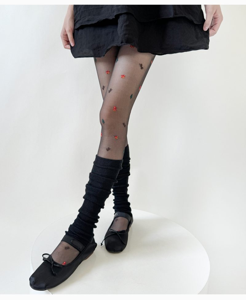 Niche cute Christmas element ultra-thin pantyhose for women milky white sweet thin transparent black sexy stockings for women - Image 15