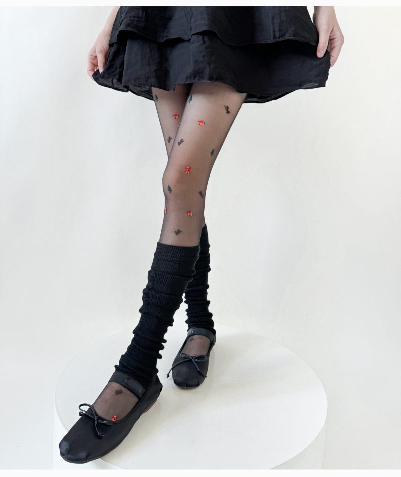 Niche cute Christmas element ultra-thin pantyhose for women milky white sweet thin transparent black sexy stockings for women - Image 17