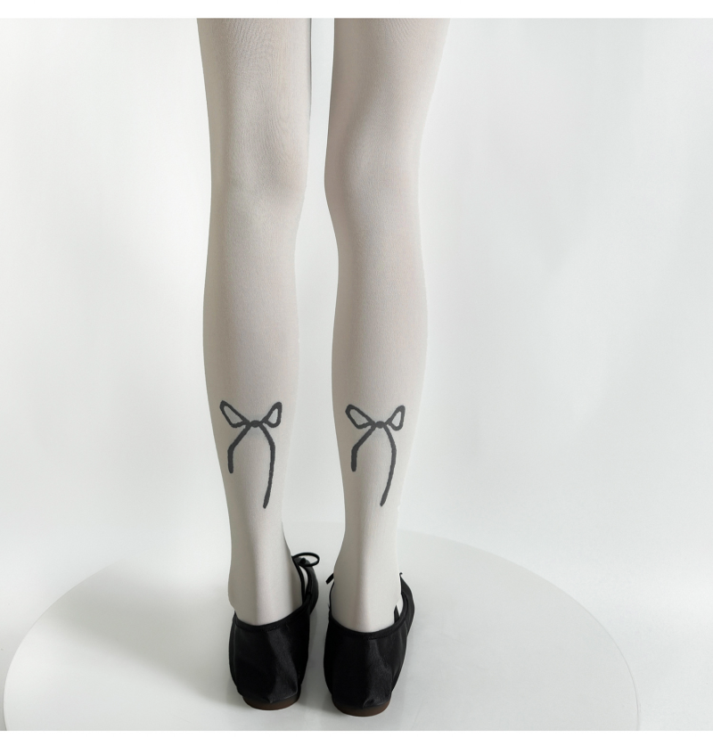 Butterfly Bowknot jacquard pantyhose spring and autumn 120D micro-transparent slimming and thin sweet bottoming socks velvet retro socks - Image 10