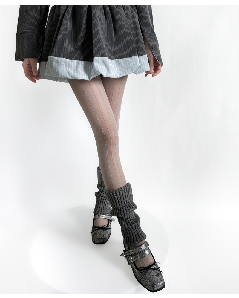 Autumn and winter sexy gray jacquard stockings pure desire vertical stripe bottoming socks hot girl layered versatile bottoming pantyhose spring and autumn - Image 14