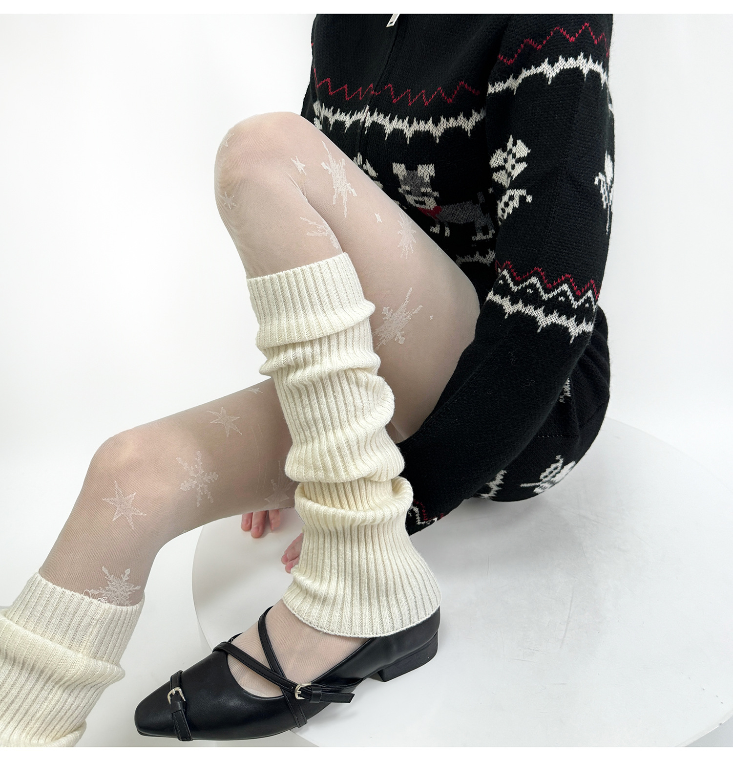 Snowflake Stockings: Japanese Layered Bottoming Socks for Autumn Winter - Image 5