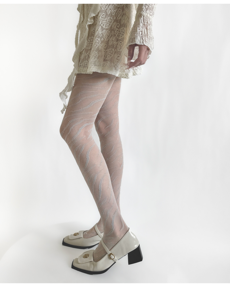 Black stockings women sexy silver zebra pattern jacquard pantyhose pure desire design niche personality bottoming socks - Image 14