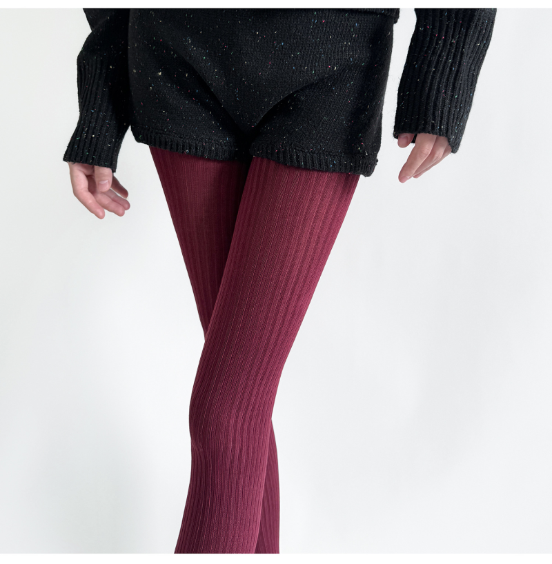 Autumn and winter miu series vertical stripes slim leggings women mercerized cotton gray ins wear ankola red pantyhose