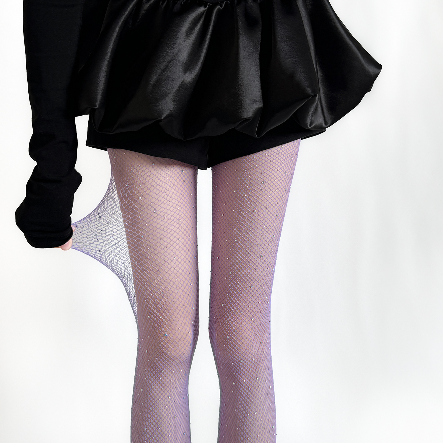 Rhinestone Fishnet Stockings: Purple Diamond Sexy Pantyhose