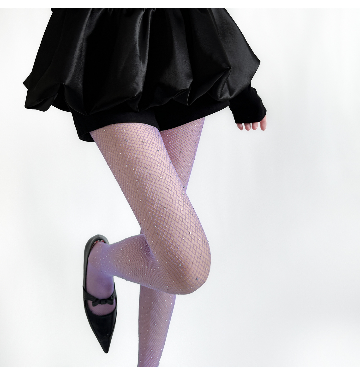 Rhinestone Fishnet Stockings: Purple Diamond Sexy Pantyhose - Image 4