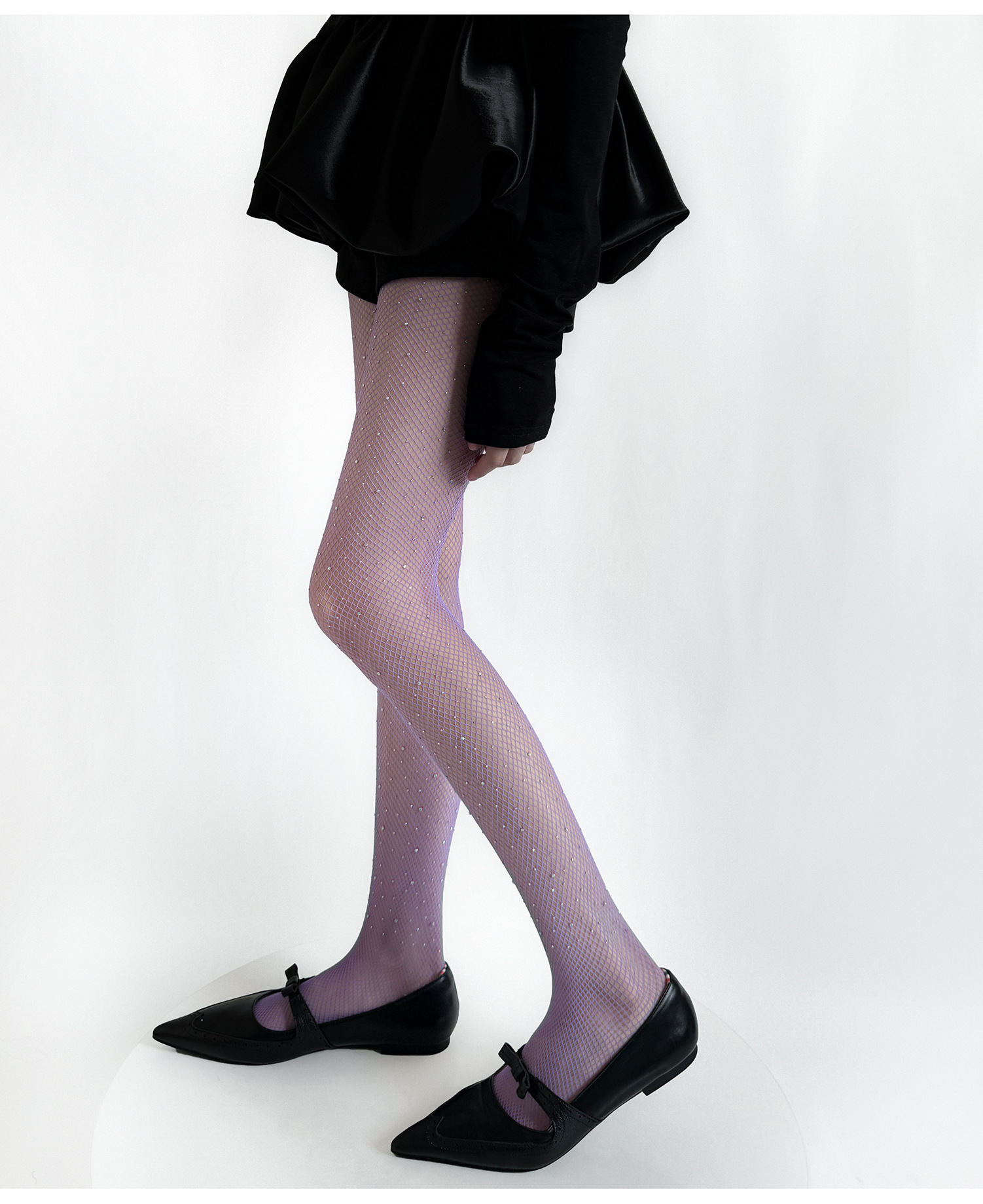 Rhinestone Fishnet Stockings: Purple Diamond Sexy Pantyhose - Image 7