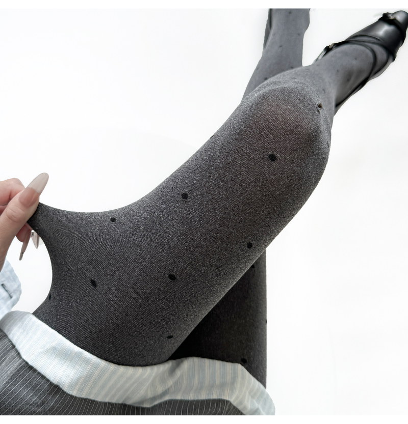 Cream white polka dot thin transparent leggings stockings, spring and autumn sweet outfit, love girl pantyhose, bow socks