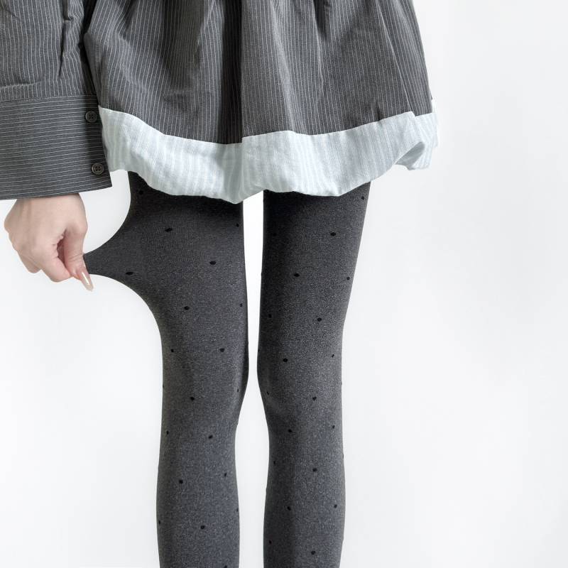 Cream white polka dot thin transparent leggings stockings, spring and autumn sweet outfit, love girl pantyhose, bow socks - Image 14