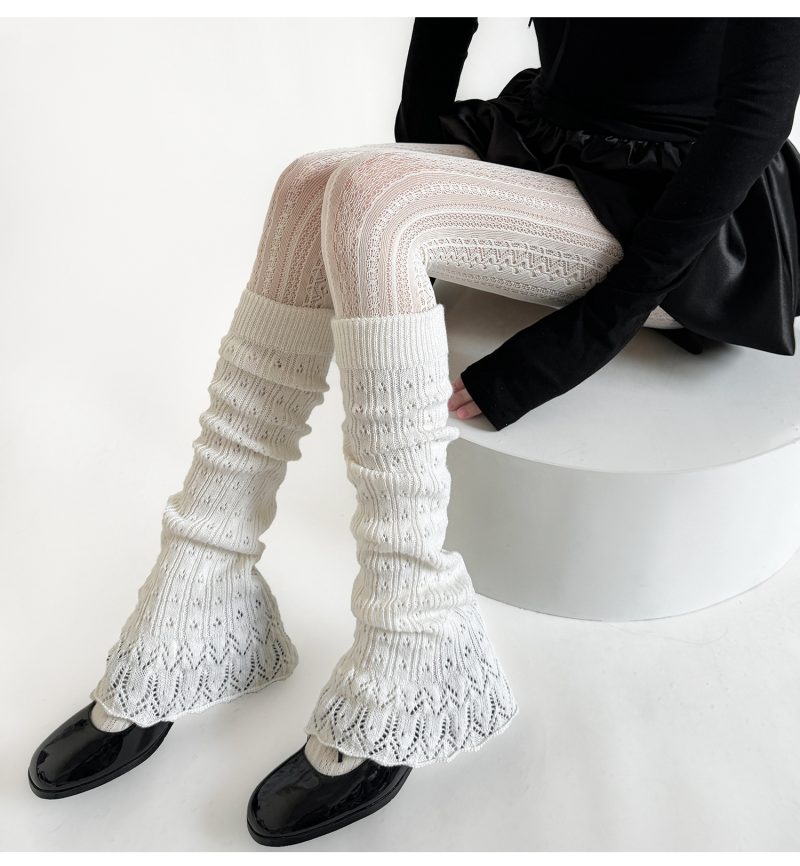 Spring and summer Japanese girl sweet retro hollow milky white Lolita vertical jacquard pantyhose JK dark stockings - Image 6