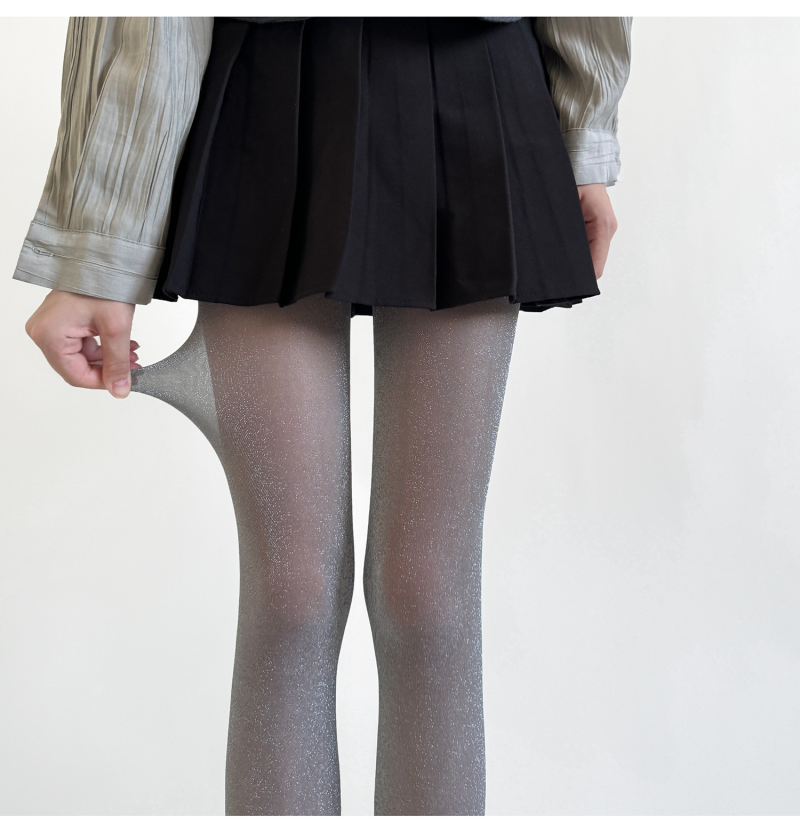Gray silk sexy pearl stockings shiny bottoming socks pure desire style fine glitter ultra-thin flash ladies pantyhose wine red - Image 3