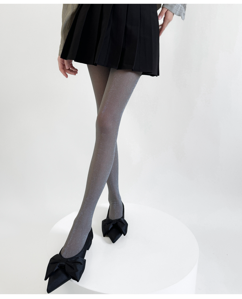 Gray silk sexy pearl stockings shiny bottoming socks pure desire style fine glitter ultra-thin flash ladies pantyhose wine red - Image 4