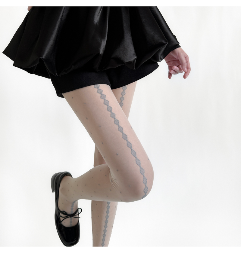 Spring and summer polka dot jacquard stockings slimming pure desire water jade dots sexy black silk vertical stripes girl polka dot bottoming socks - Image 2