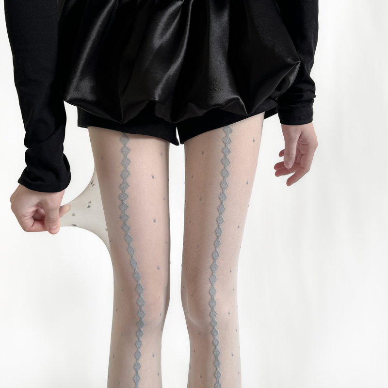 Spring and summer polka dot jacquard stockings slimming pure desire water jade dots sexy black silk vertical stripes girl polka dot bottoming socks - Image 4