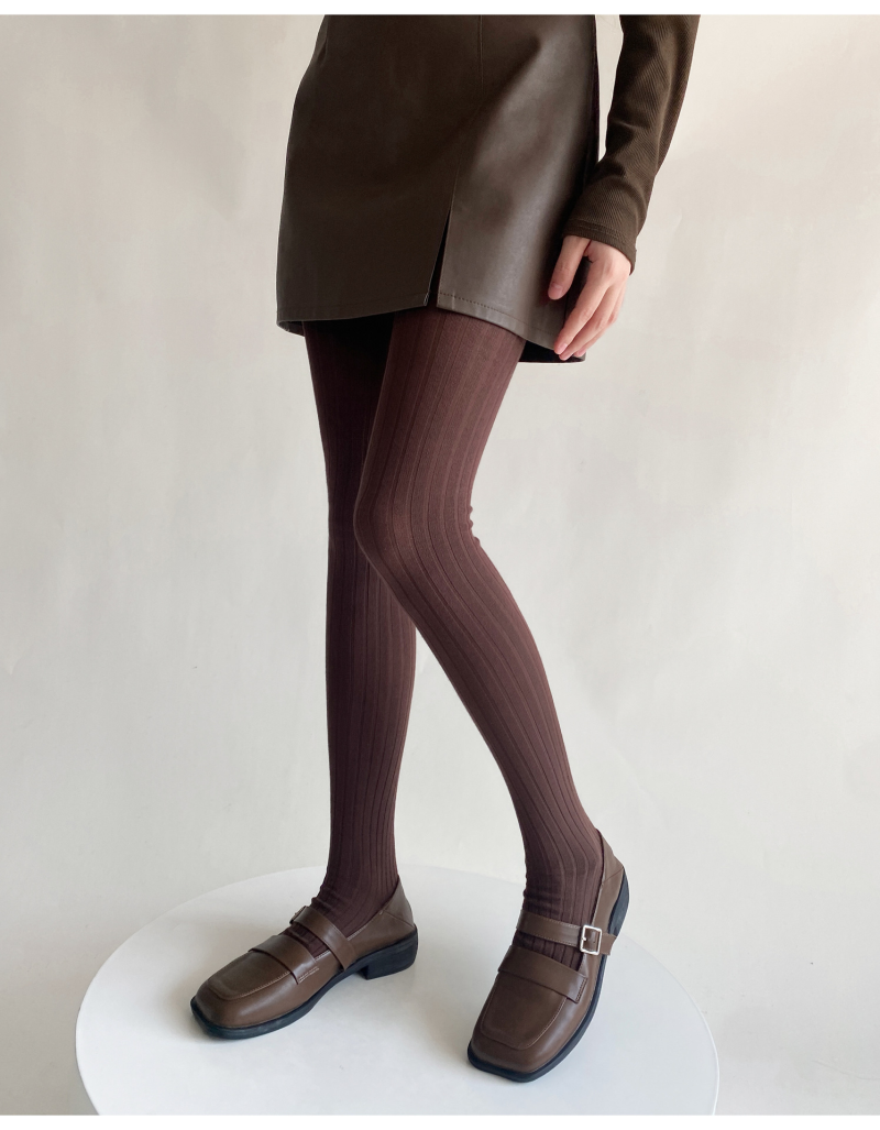 Autumn and winter new European wide-striped thin solid color vertical stripes simple versatile leggings Dongdaemun INS Internet celebrity stockings - Image 6