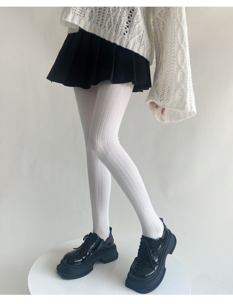 Autumn and winter new European wide-striped thin solid color vertical stripes simple versatile leggings Dongdaemun INS Internet celebrity stockings - Image 11