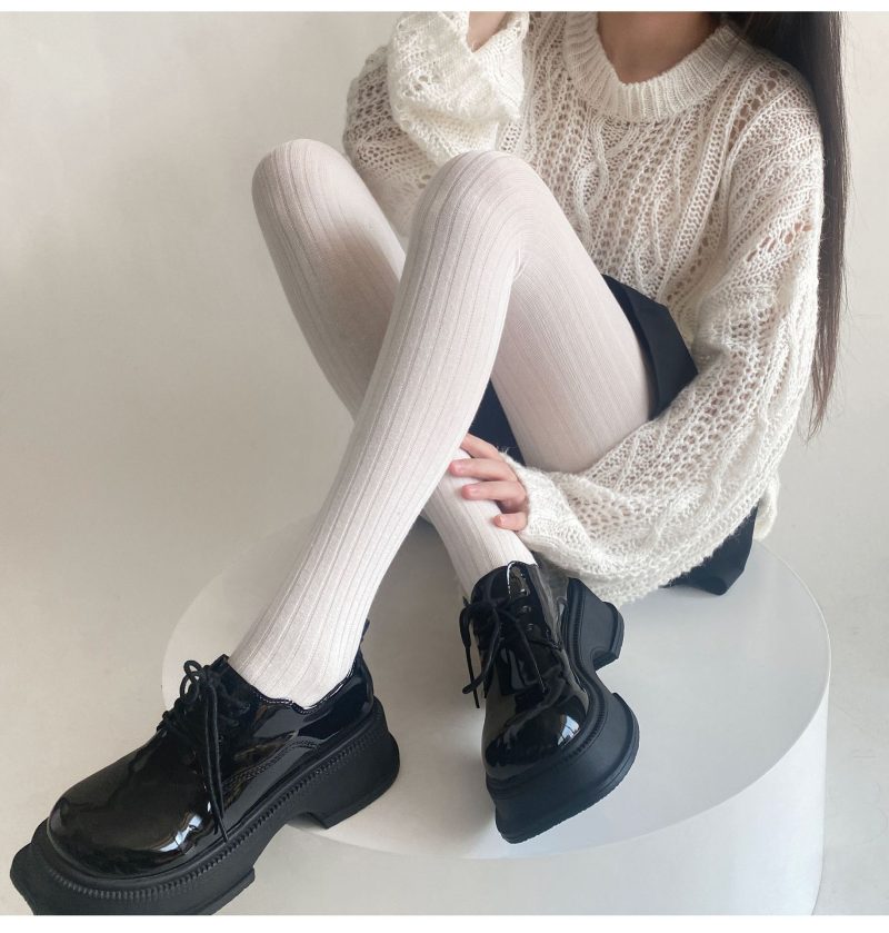 Autumn and winter new European wide-striped thin solid color vertical stripes simple versatile leggings Dongdaemun INS Internet celebrity stockings - Image 12