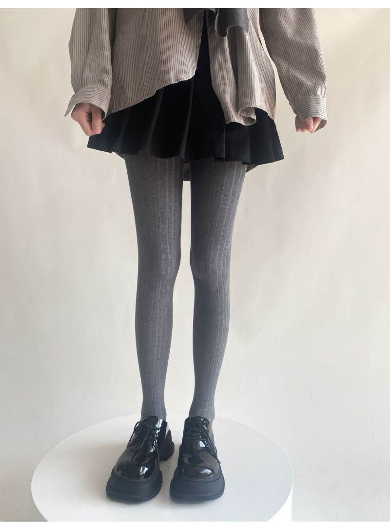 Autumn and winter new European wide-striped thin solid color vertical stripes simple versatile leggings Dongdaemun INS Internet celebrity stockings - Image 14