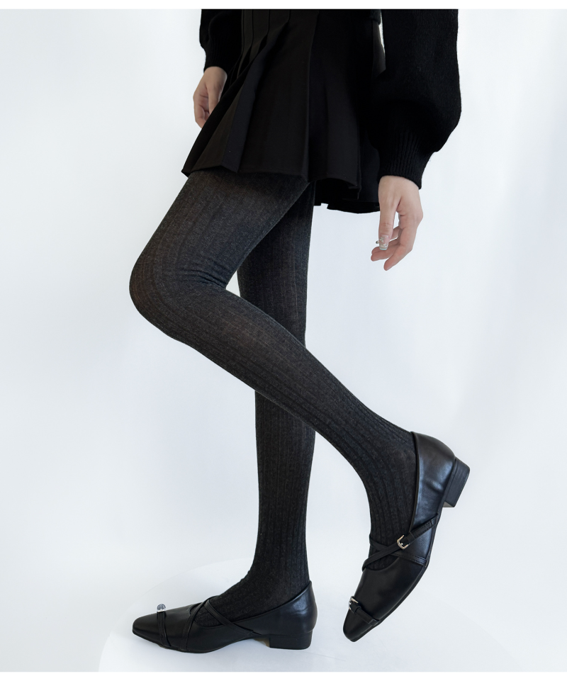 Black and gray pantyhose for women spring and autumn slightly transparent miu series thin leggings wide stripes autumn and winter beautiful legs slimming outer wear for women - Image 5