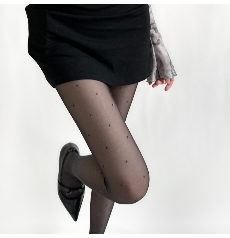 Spring and summer slimming slightly shiny polka dot jacquard stockings black stockings sexy shiny silver polka dot pure desire ultra-thin bottoming pantyhose - Image 4