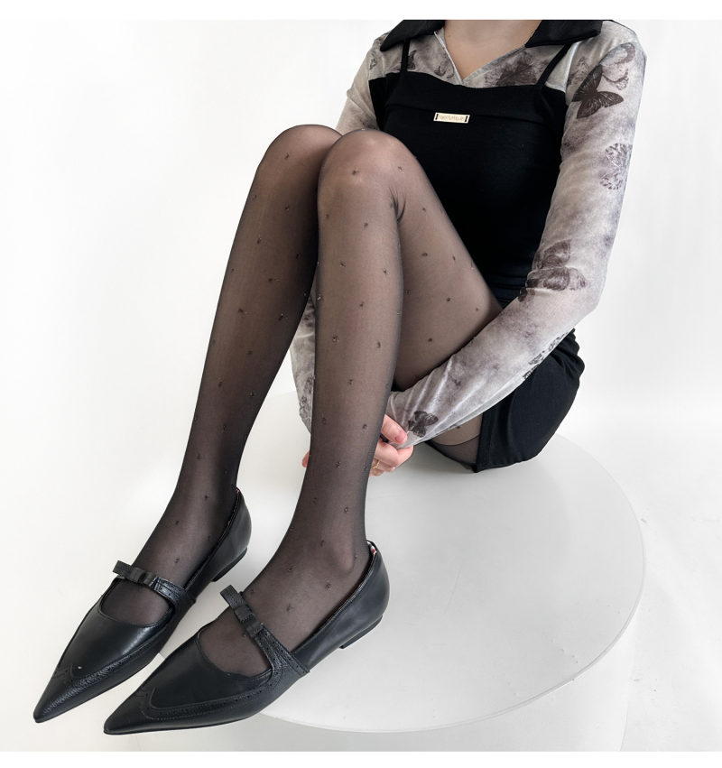 Spring and summer slimming slightly shiny polka dot jacquard stockings black stockings sexy shiny silver polka dot pure desire ultra-thin bottoming pantyhose - Image 5
