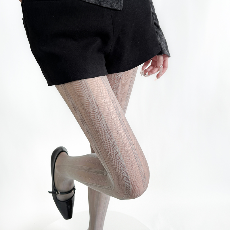 Spring and autumn retro stockings vertical stripes small flower lace fine fishnet stockings high-grade multi-color anti-snagging high-elastic thin pantyhose - Image 11