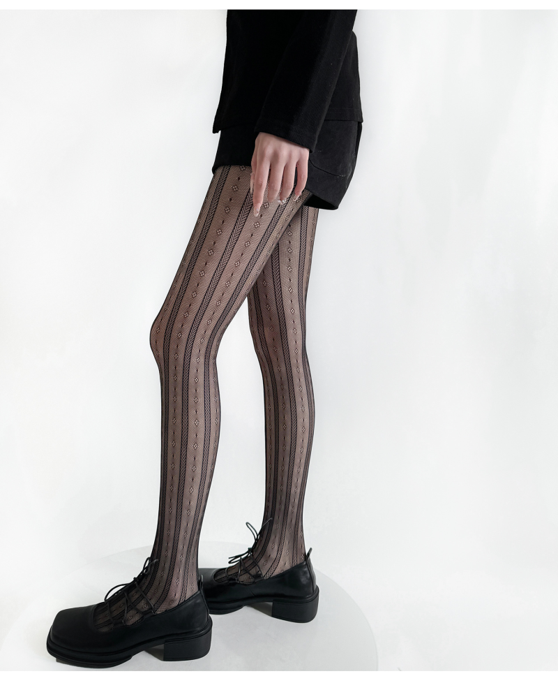 Spring and autumn retro stockings vertical stripes small flower lace fine fishnet stockings high-grade multi-color anti-snagging high-elastic thin pantyhose - Image 16