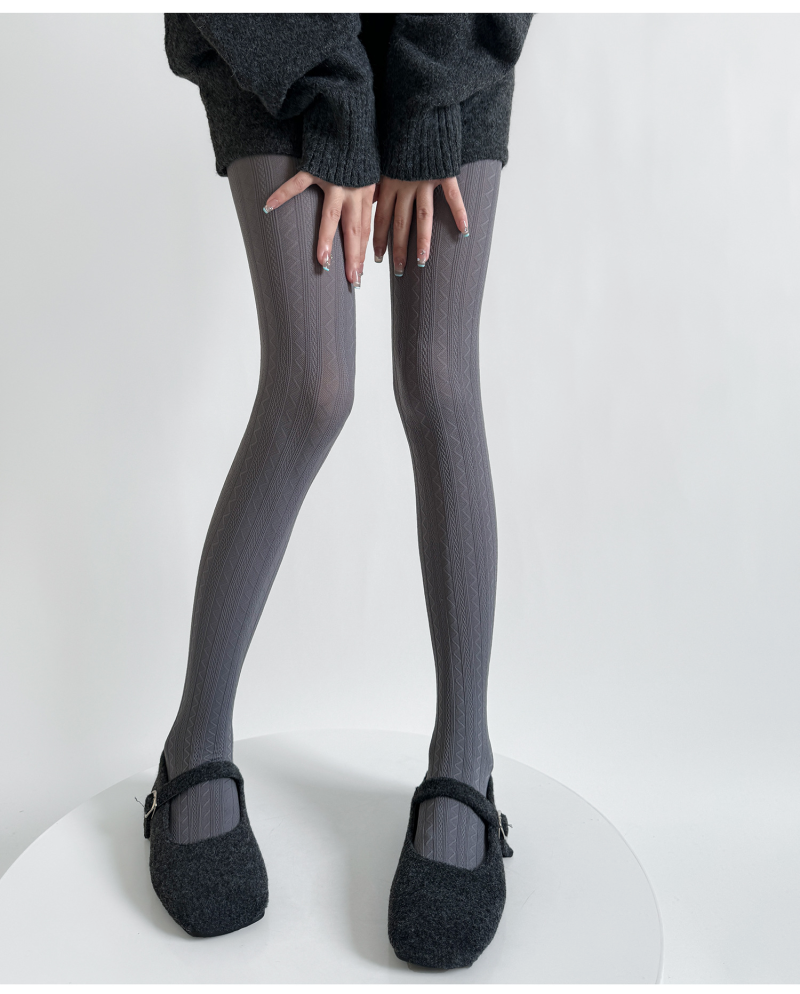 Gray velvet leggings elastic retro wavy pattern pantyhose spring and autumn threaded coffee-colored pantyhose simple and versatile - Image 6