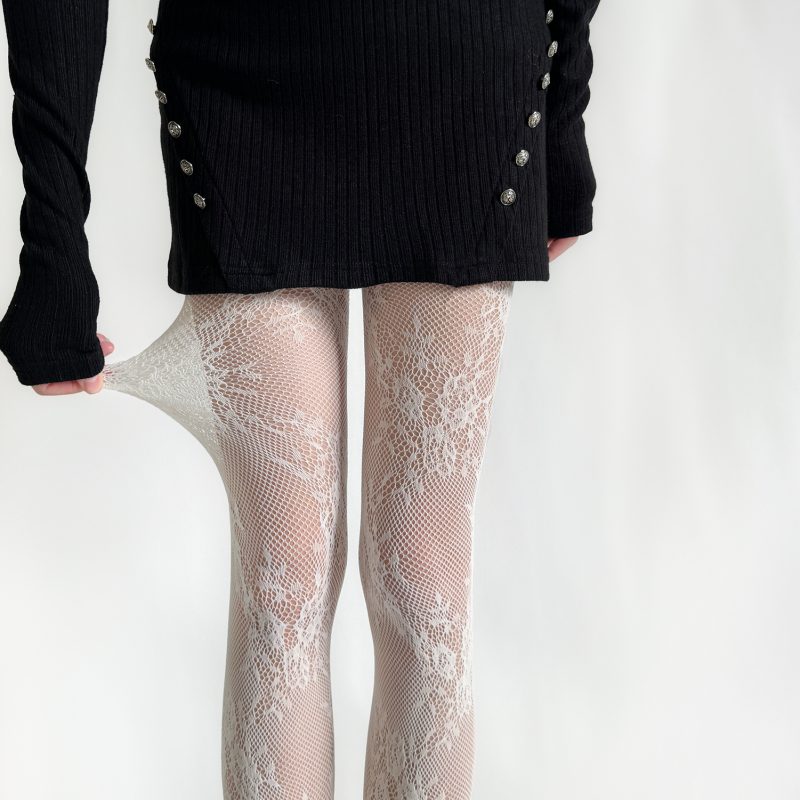 Retro hollow floral lace hot girl jacquard stockings y2k fishnet stockings black sexy anti-snagging base socks for women - Image 14