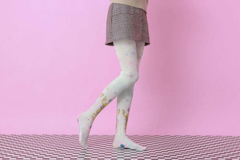 Colored diamond and pattern print pantyhose Deer head flower colored diamond print bottoming socks - Image 4