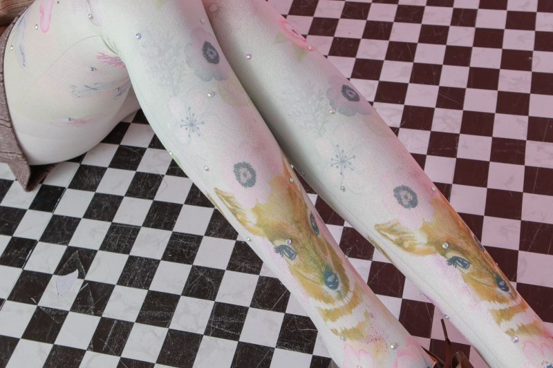 Colored diamond and pattern print pantyhose Deer head flower colored diamond print bottoming socks - Image 5