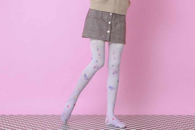 Colored diamond pattern print pantyhose Candy sweet pattern bottoming socks - Image 5