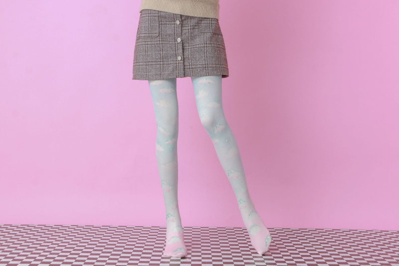 Colorful cloud colored diamond print pantyhose Two-dimensional diamond pattern bottoming socks - Image 3