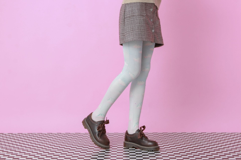 Colorful cloud colored diamond print pantyhose Two-dimensional diamond pattern bottoming socks