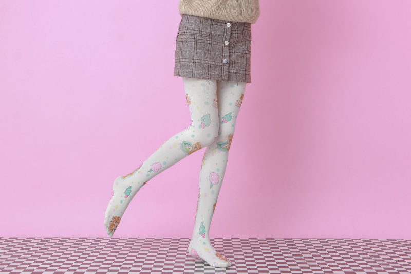 Cute bear ice cream print pantyhose - Image 3