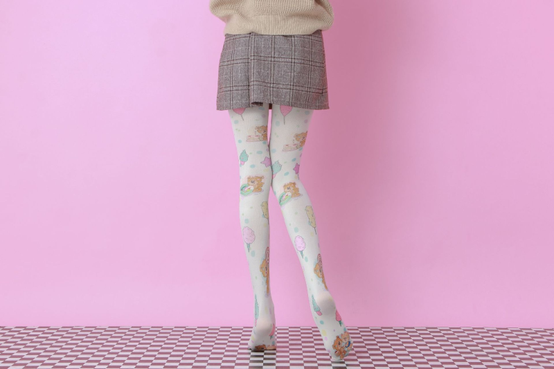 Cute bear ice cream print pantyhose - Image 4