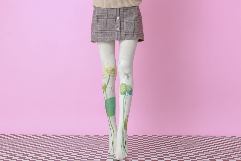 Lotus dragonfly colored diamond print pantyhose - Image 5
