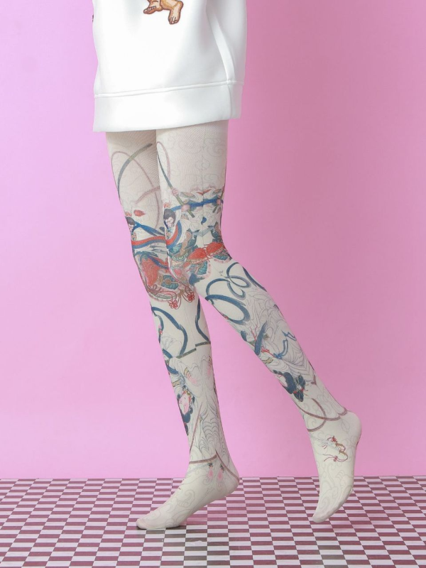 Opera element pattern print pantyhose