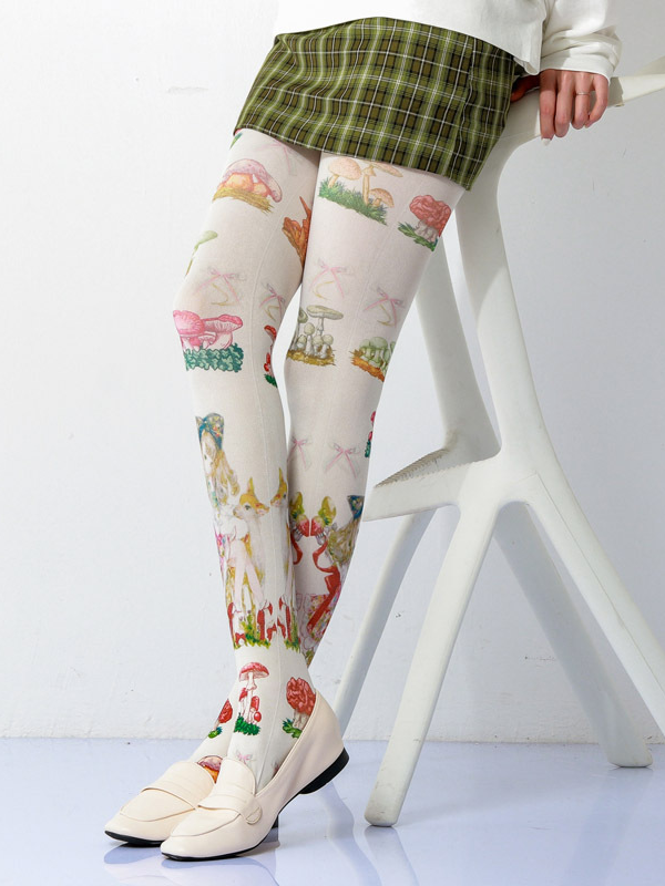 Two-dimensional lolita printed pantyhose