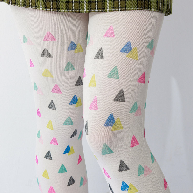 Funky Floral Plaid Tights - Colorful Triangle Pattern Pantyhose - Image 6