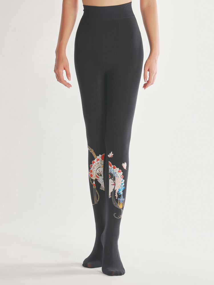 Velvet Lined Pantyhose: Autumn Winter Face Pattern Bottoming Socks - Image 3