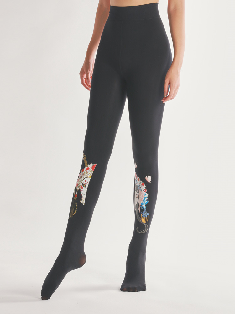 Velvet Lined Pantyhose: Autumn Winter Face Pattern Bottoming Socks - Image 4