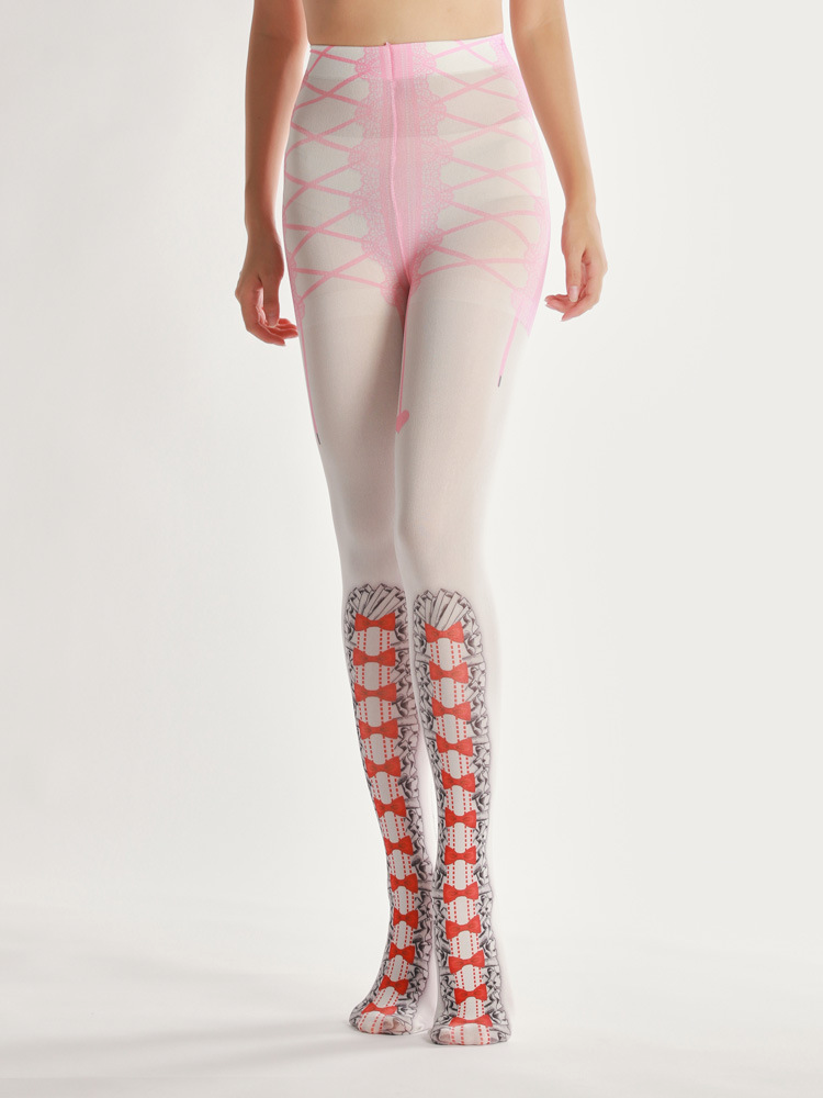 Bow Tie Pantyhose: Novelty 2D Printed Tights - Image 3